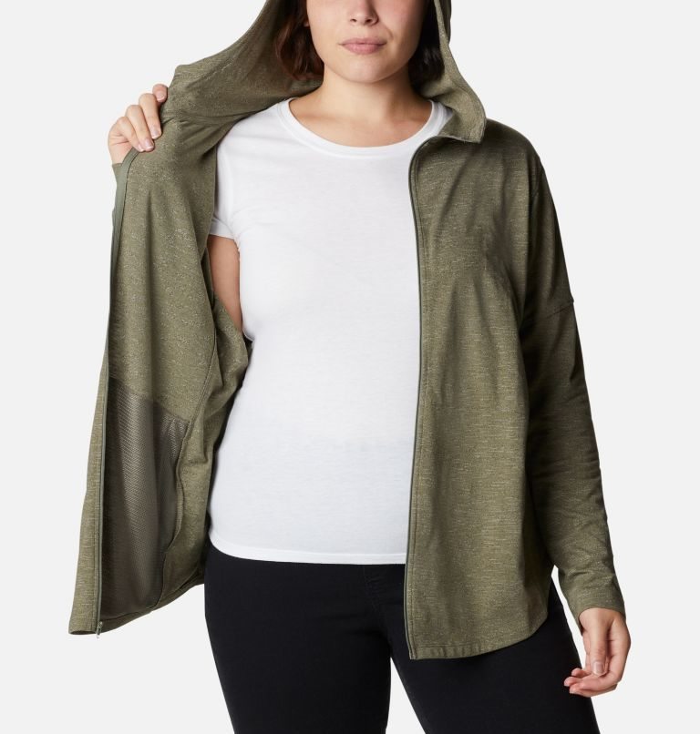 Women's Columbia Cades Cove Full Zip Hoodie Olive | Plus Size CA-L40LC